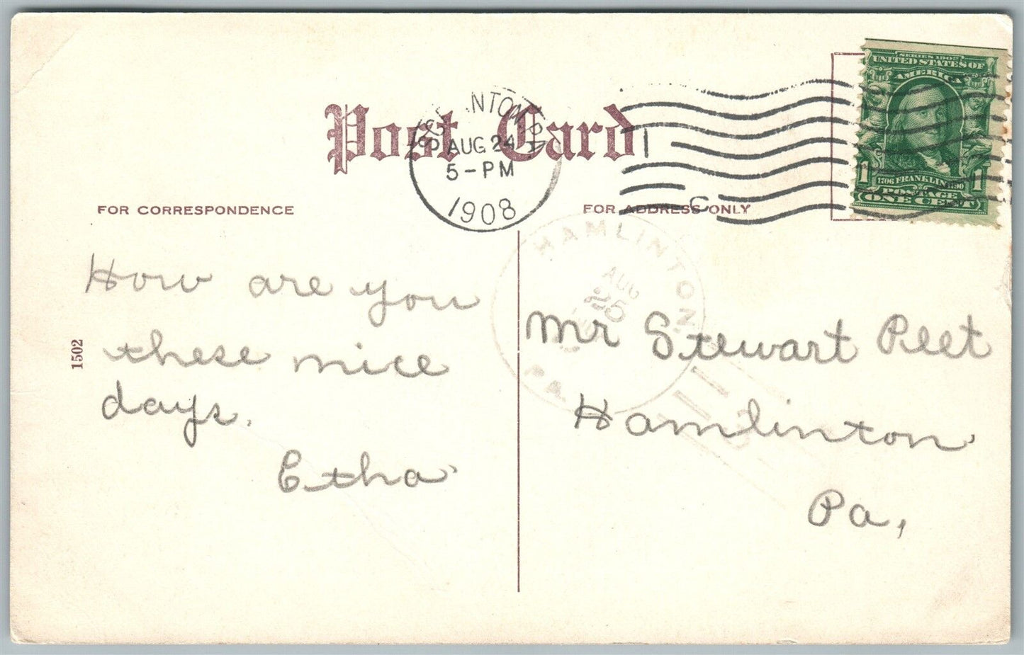 DUNMORE PA M.E. CHURCH 1908 ANTIQUE POSTCARD