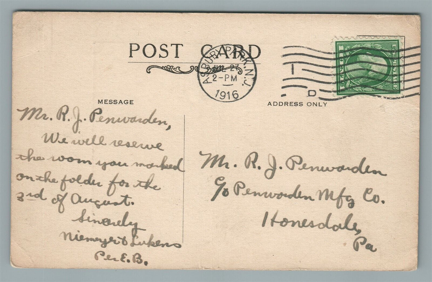 ASBURY PARK NJ DELPHIAN HOTEL ANTIQUE POSTCARD