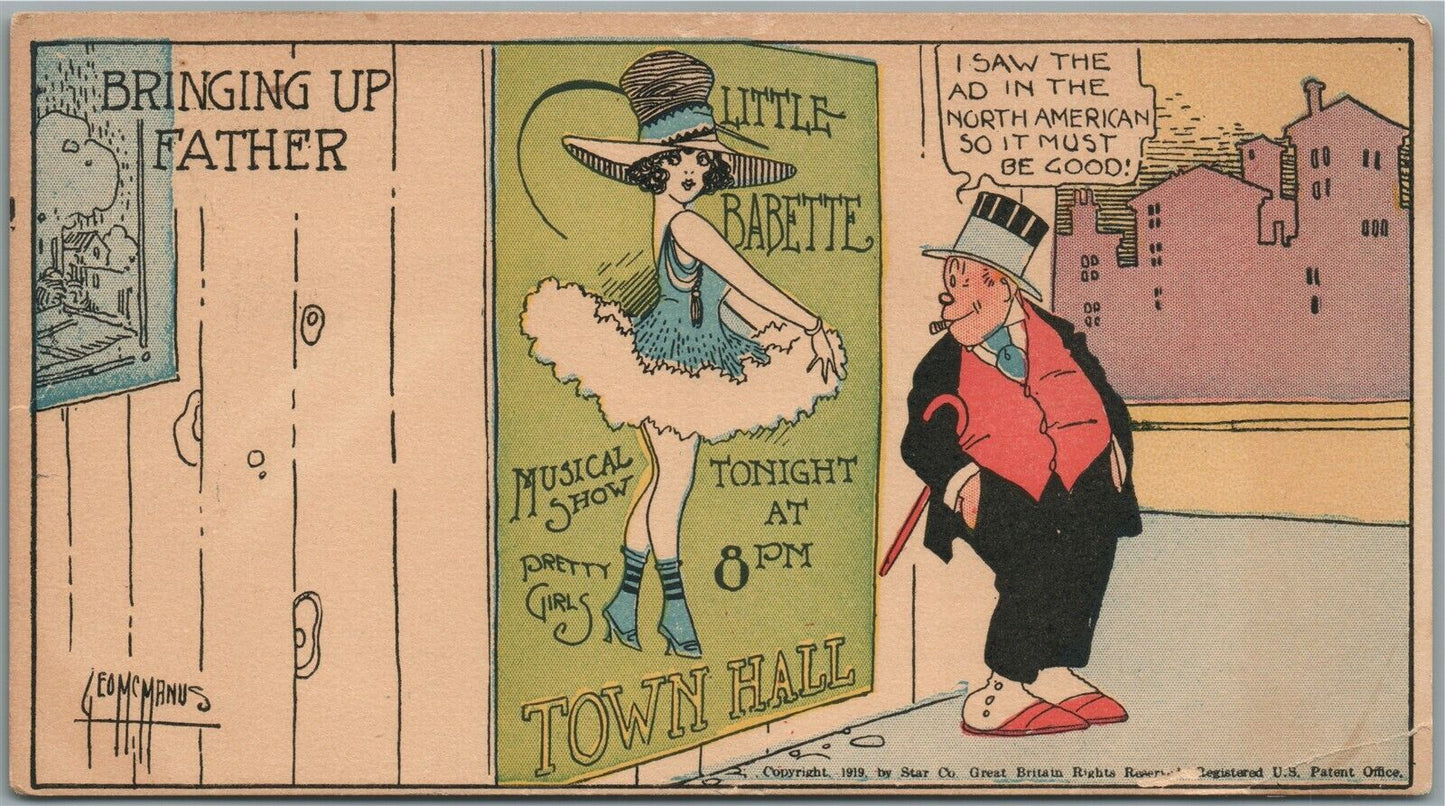 LITTLE BABETTE MUSICAL SHOW SIGNED COMIC ANTIQUE POSTCARD