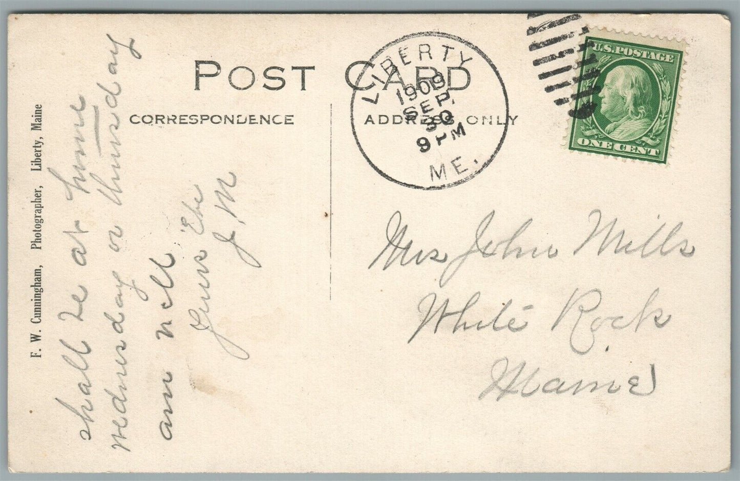 LIBERTY ME STREET VIEW ANTIQUE REAL PHOTO POSTCARD RPPC