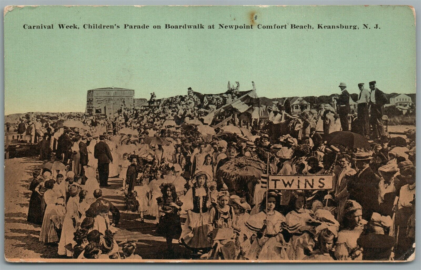 KEANSBURG NJ CHILDREN'S PARADE BOARDWALK NEWPOINT COMFORT BEACH ANTIQUE POSTCARD
