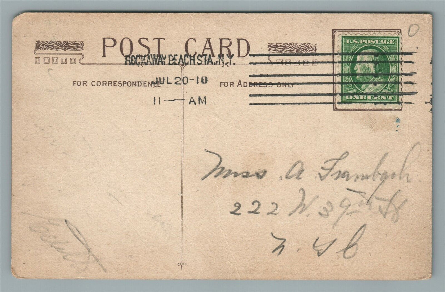 SEASIDE NY SEA SIDE HOUSE ROCKAWAY BEACH ANTIQUE POSTCARD