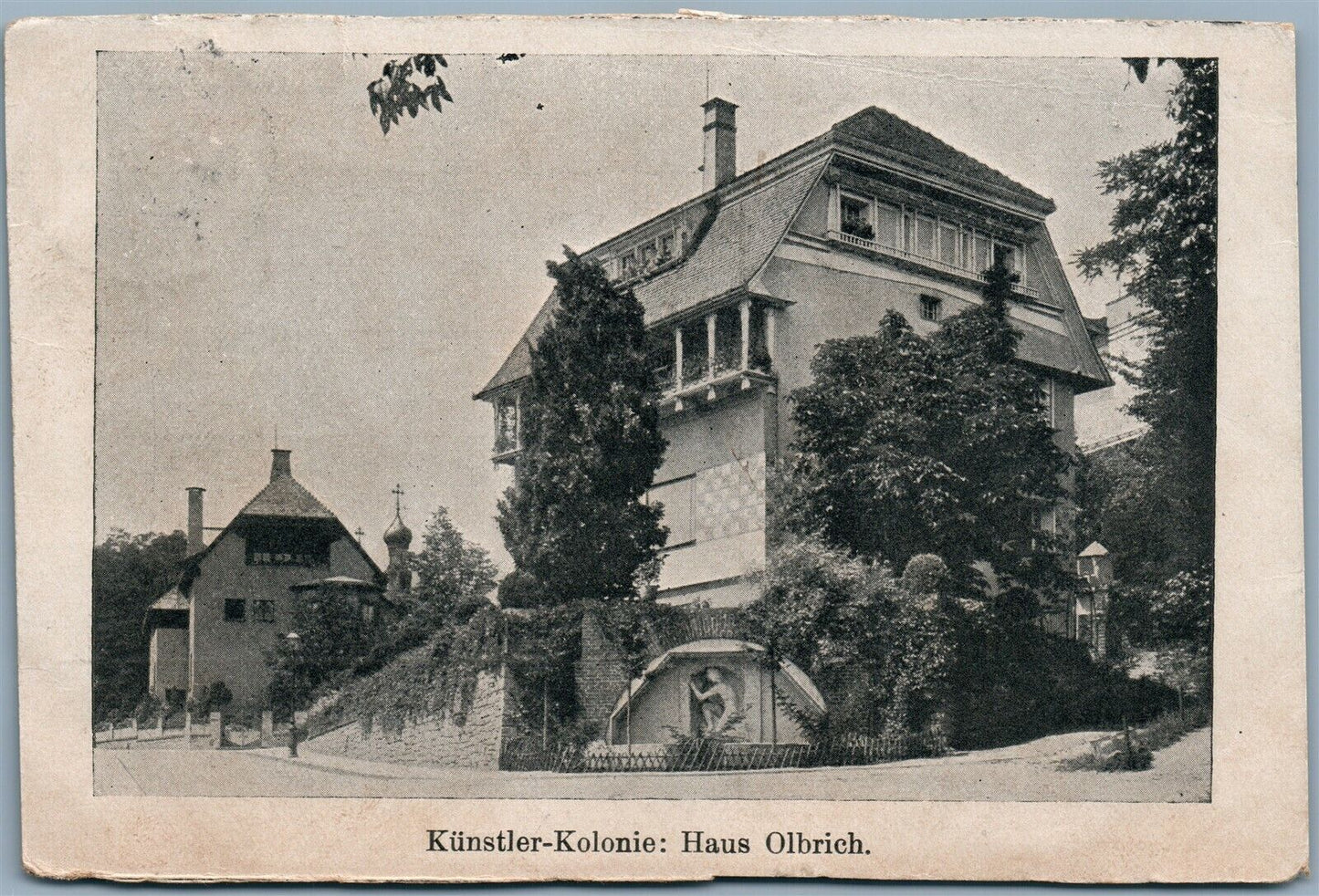 KUNSTLER-KOLONIE HAUS OLBRICH GERMAN ANTIQUE POSTCARD w/ STAMP