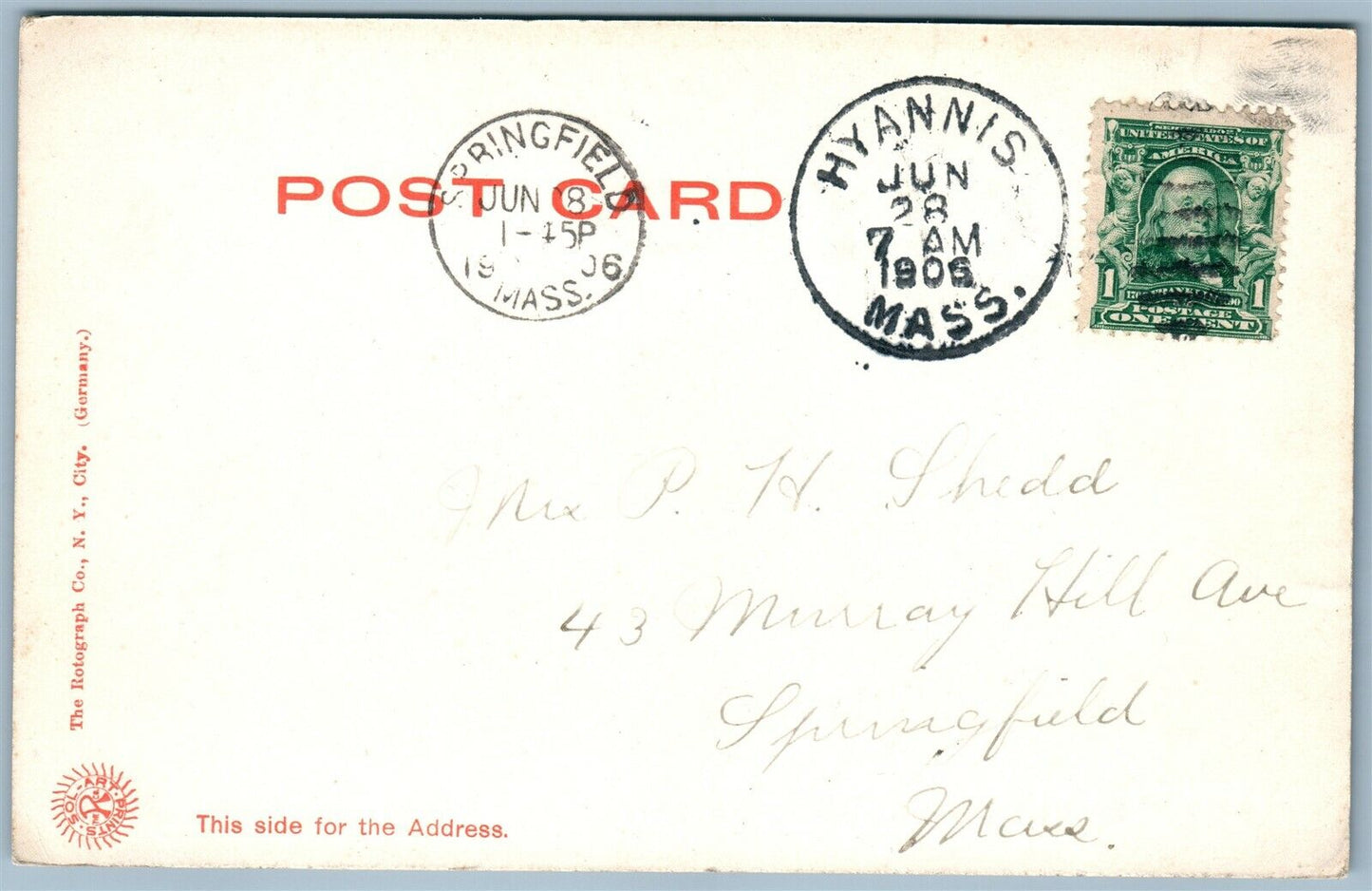 HYANNIS MA MAIN STREET ANTIQUE POSTCARD