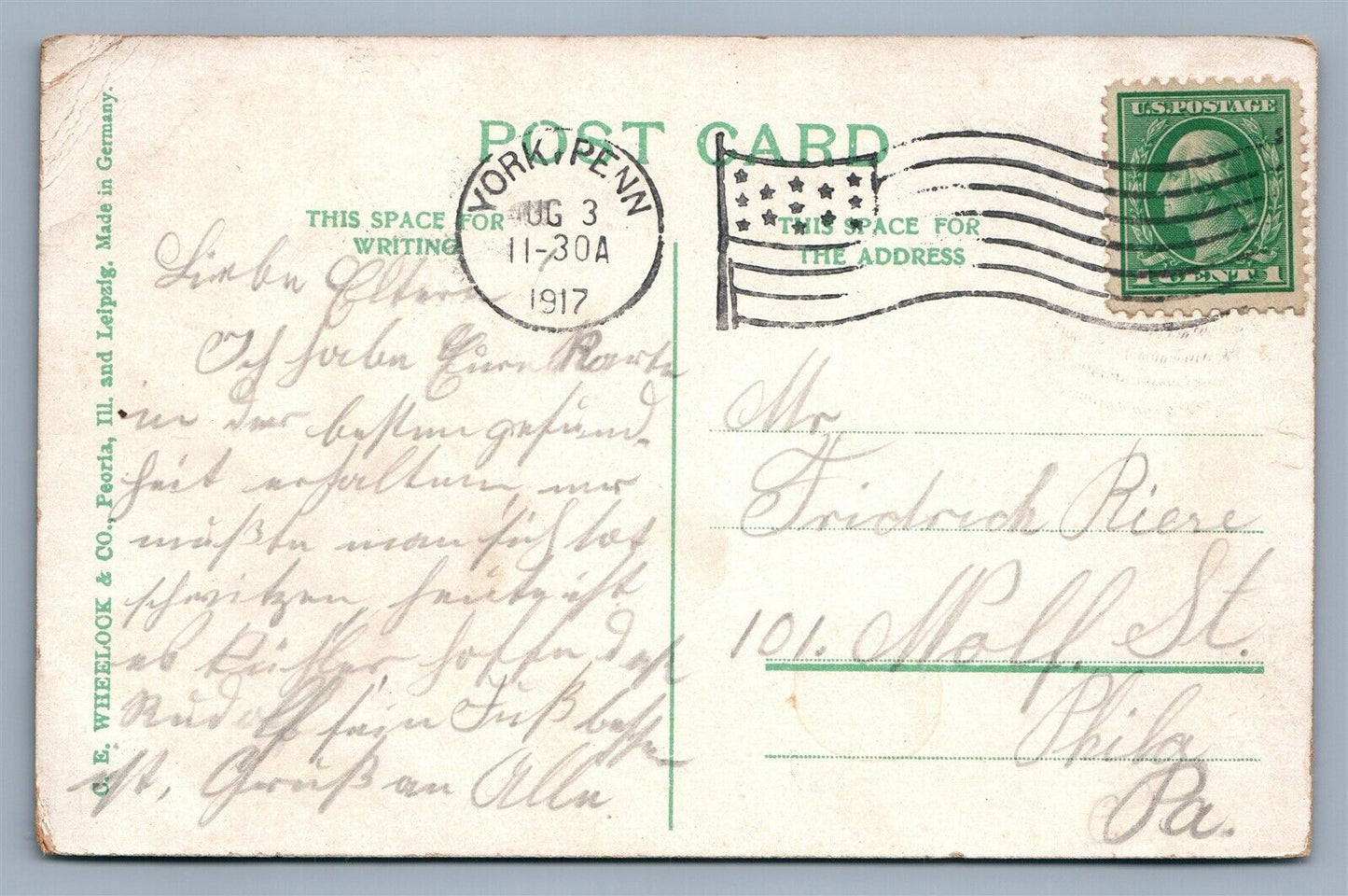 YORK PA RESCUE ENGINE FIRE HOUSE 1917 ANTIQUE POSTCARD