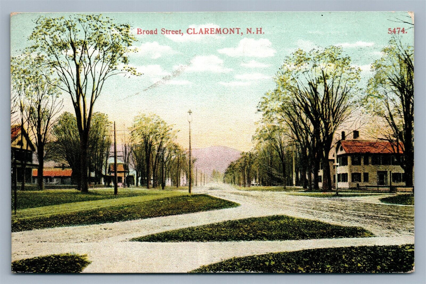 CLAREMONT NH BROAD STREET ANTIQUE POSTCARD