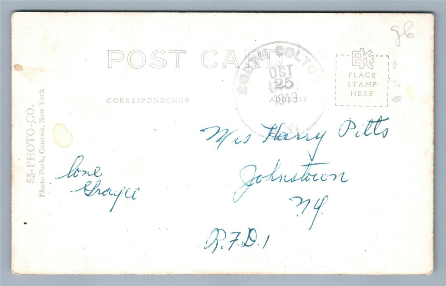 SOUTH COLTON NY BAPTIST CHURCH VINTAGE REAL PHOTO POSTCARD RPPC