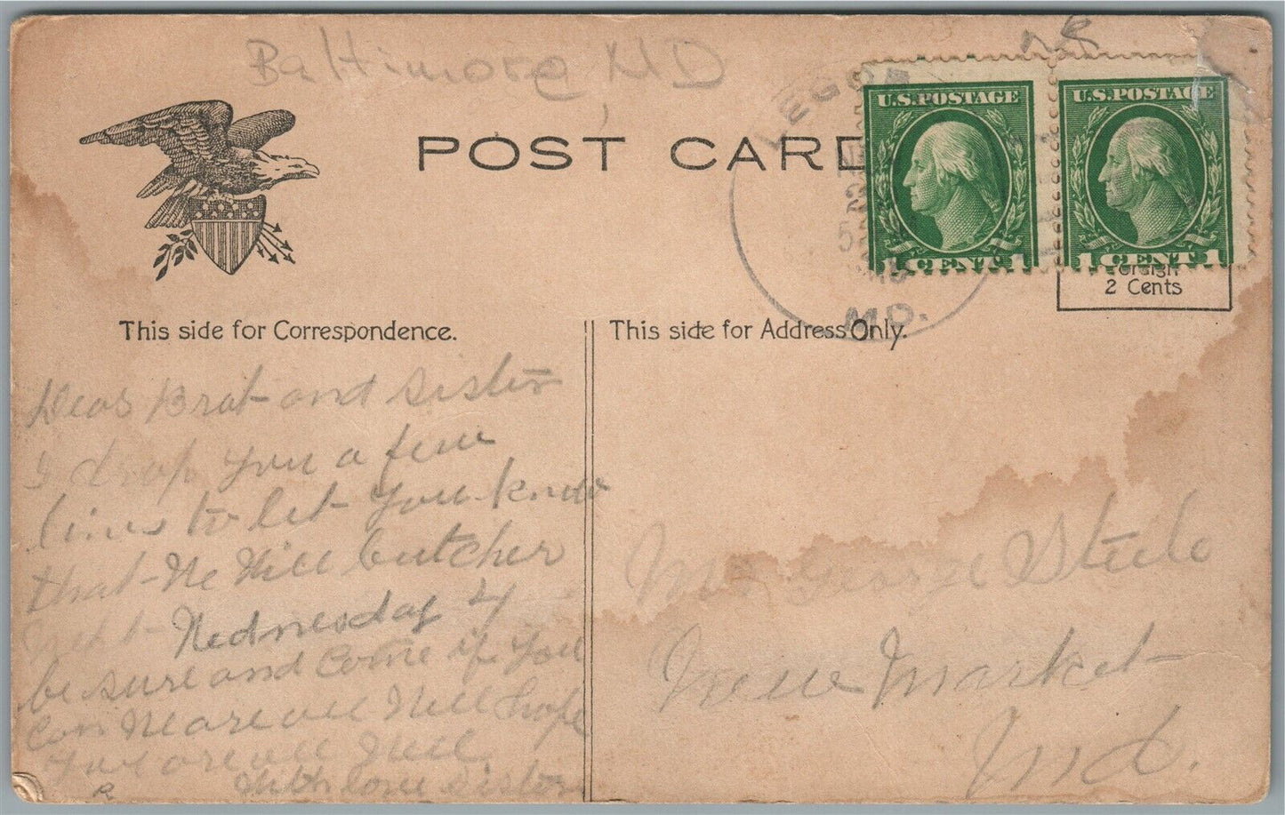 BALTIMORE MD BROMO-SELTZER ADVERTISING CARRIAGE ANTIQUE POSTCARD