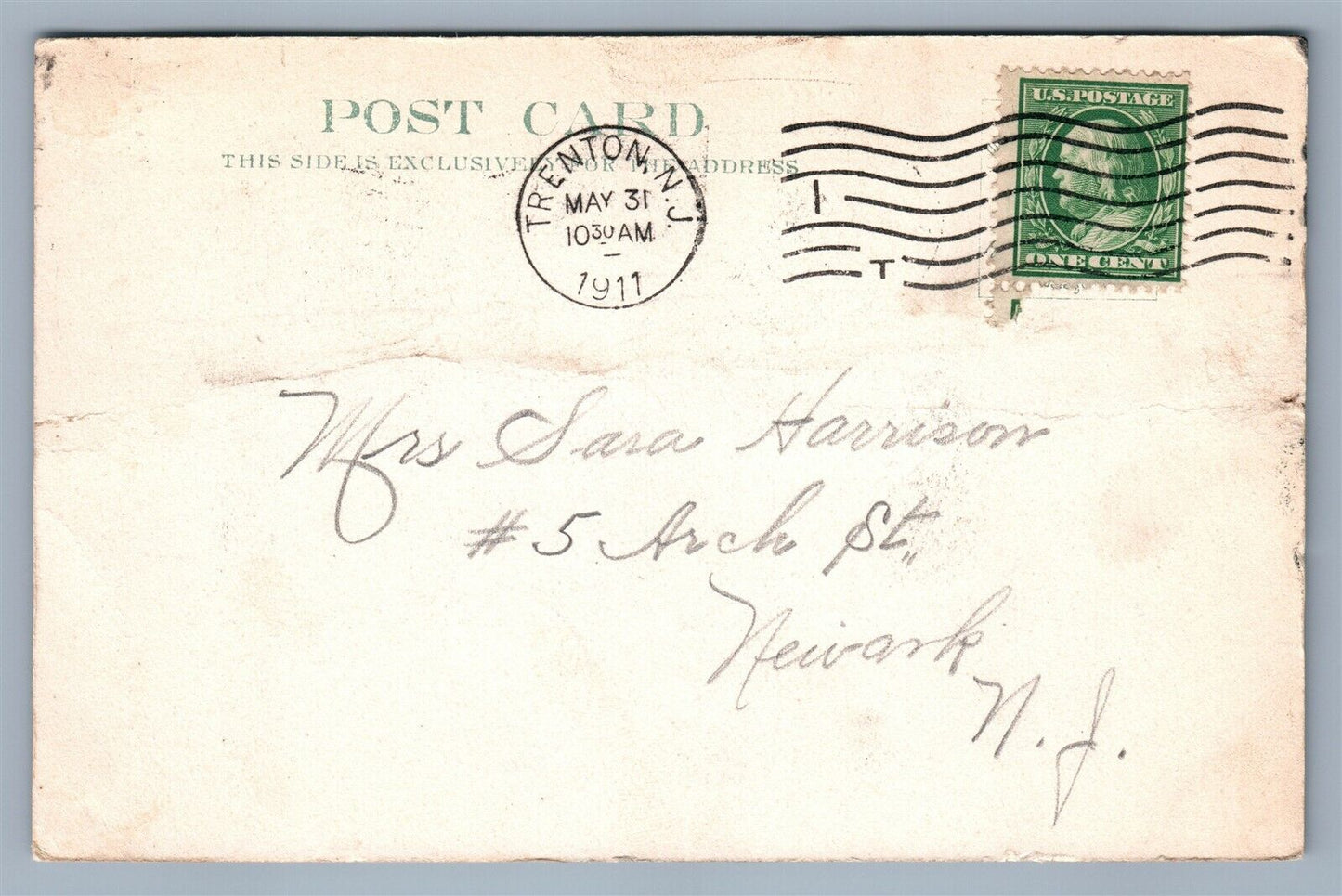 TRENTON NJ POST OFFICE EAST STATE STREET LIBRARY ANTIQUE POSTCARD