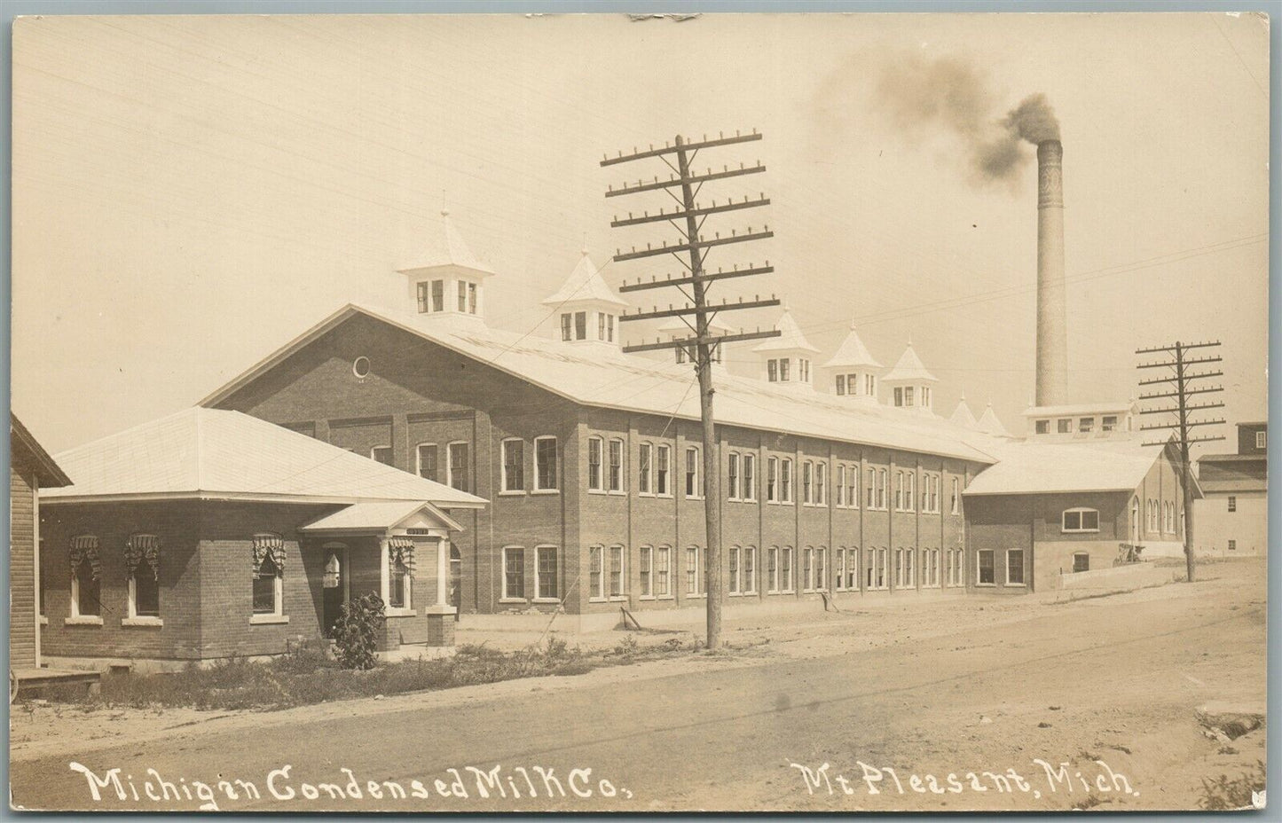 MT.PLEASANT MI MICHIGAN CONDENSED MILK CO. ANTIQUE REAL PHOTO POSTCARD RPPC