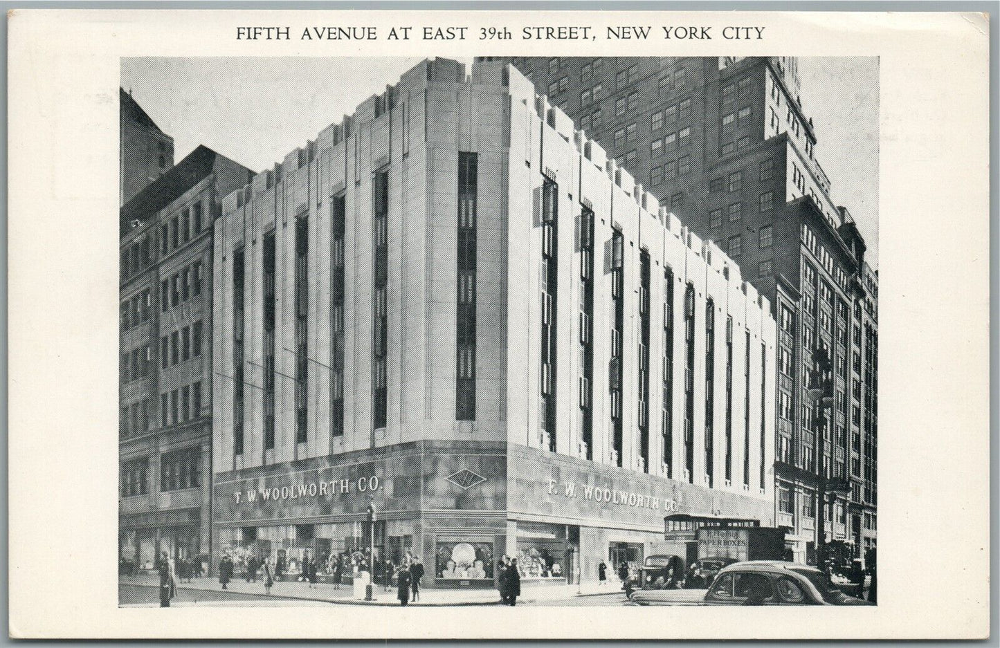 NEW YORK CITY NY FIFTH AVENUE & EAST 39th STREET VINTAGE POSTCARD