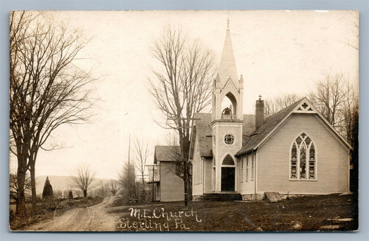 STERLING PA ME CHURCH ANTIQUE REAL PHOTO POSTCARD RPPC