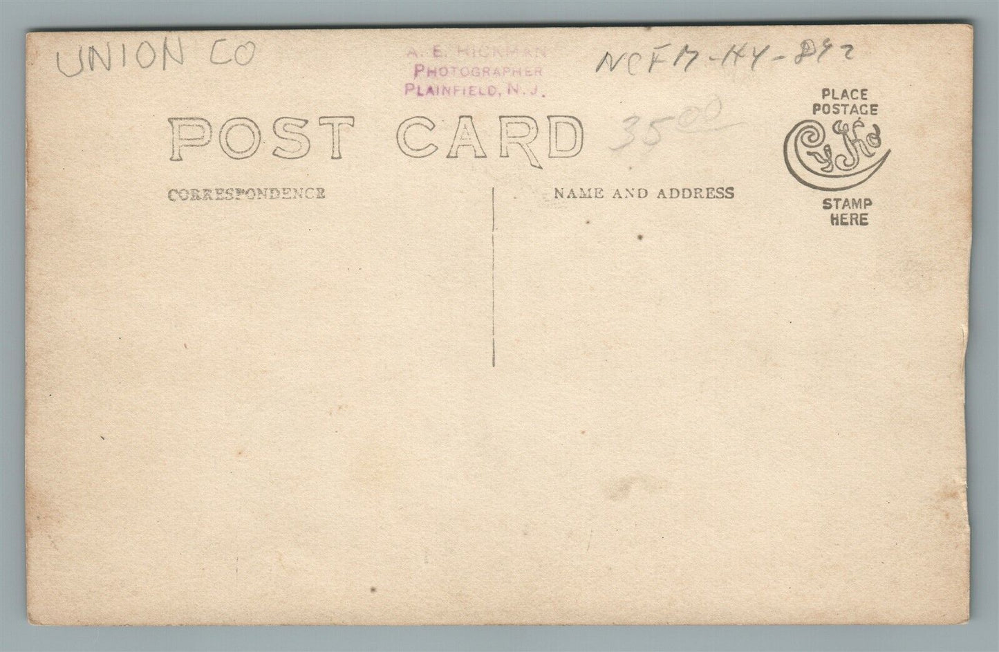 PLAINFIELD NJ STREET SCENE ANTIQUE REAL PHOTO POSTCARD RPPC