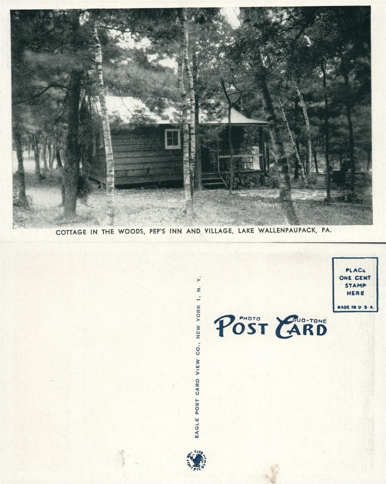 WALLENPAUPACK LAKE PEP'S INN & VILLAGE COTTAGES VINTAGE POSTCARD