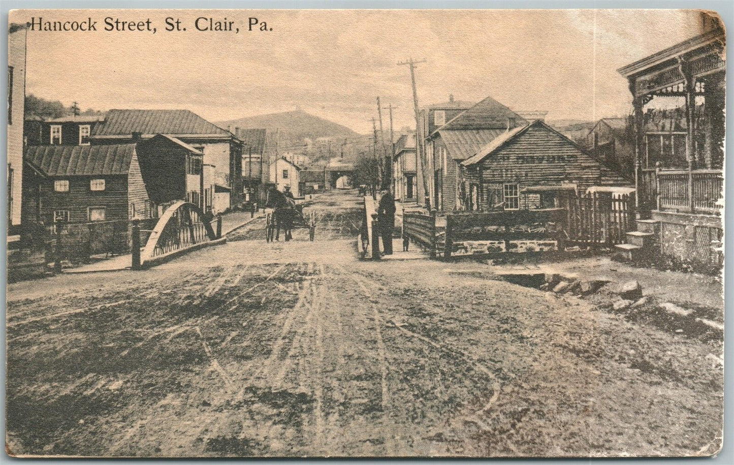 ST.CLAIR PA HANCOCK STREET ANTIQUE POSTCARD