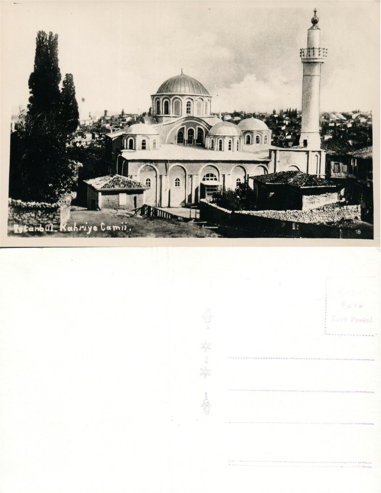 ISTANBUL TURKEY KAHRIYE CAMII MOSQUE VINTAGE REAL PHOTO POSTCARD RPPC
