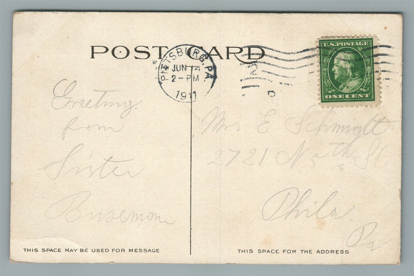 PITTSBURG PA SHELTER HOUSE ANTIQUE POSTCARD