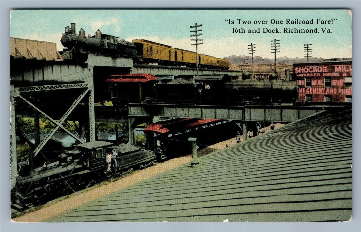 RICHMOND VA IS TWO OVER ONE RAILROAD FARE ANTIQUE POSTCARD