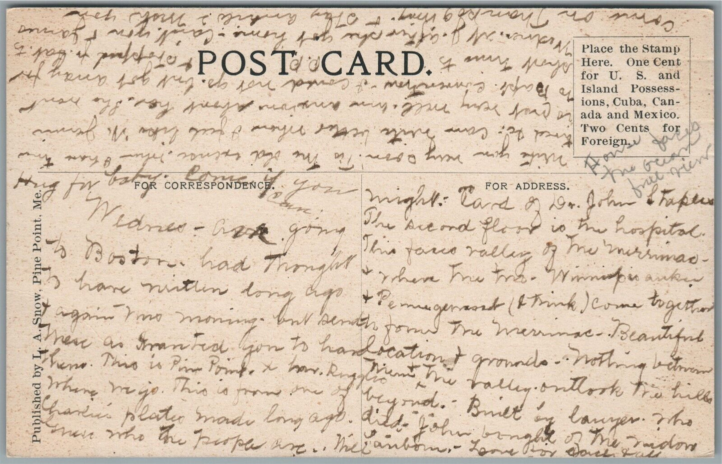 PINE POINT ME BEACH ROAD ANTIQUE POSTCARD