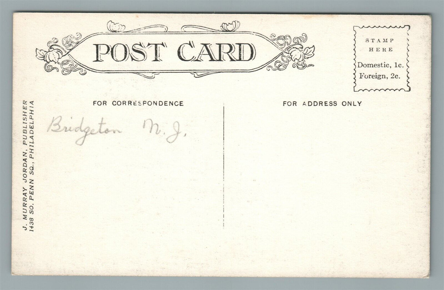 BRIDGETON NJ STREET SCENE ANTIQUE POSTCARD