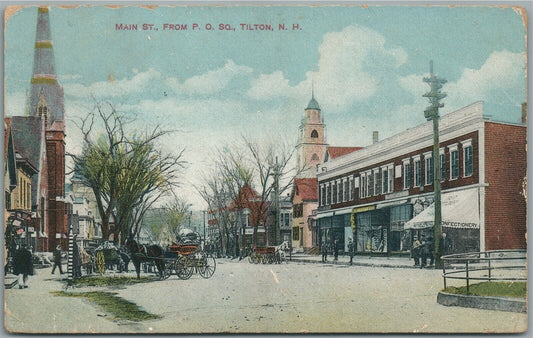 TILTON NH MAIN STREET ANTIQUE POSTCARD