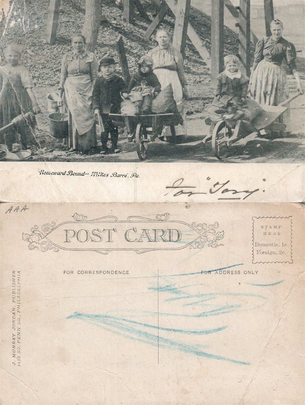 WILKES-BARRE PA HOMEWARD BOUND ANTIQUE POSTCARD