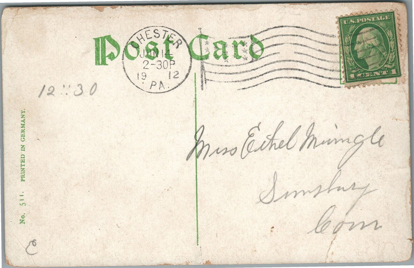 CHESTER PA GROZER'S HOMEOPATIC HOSPITAL ANTIQUE POSTCARD