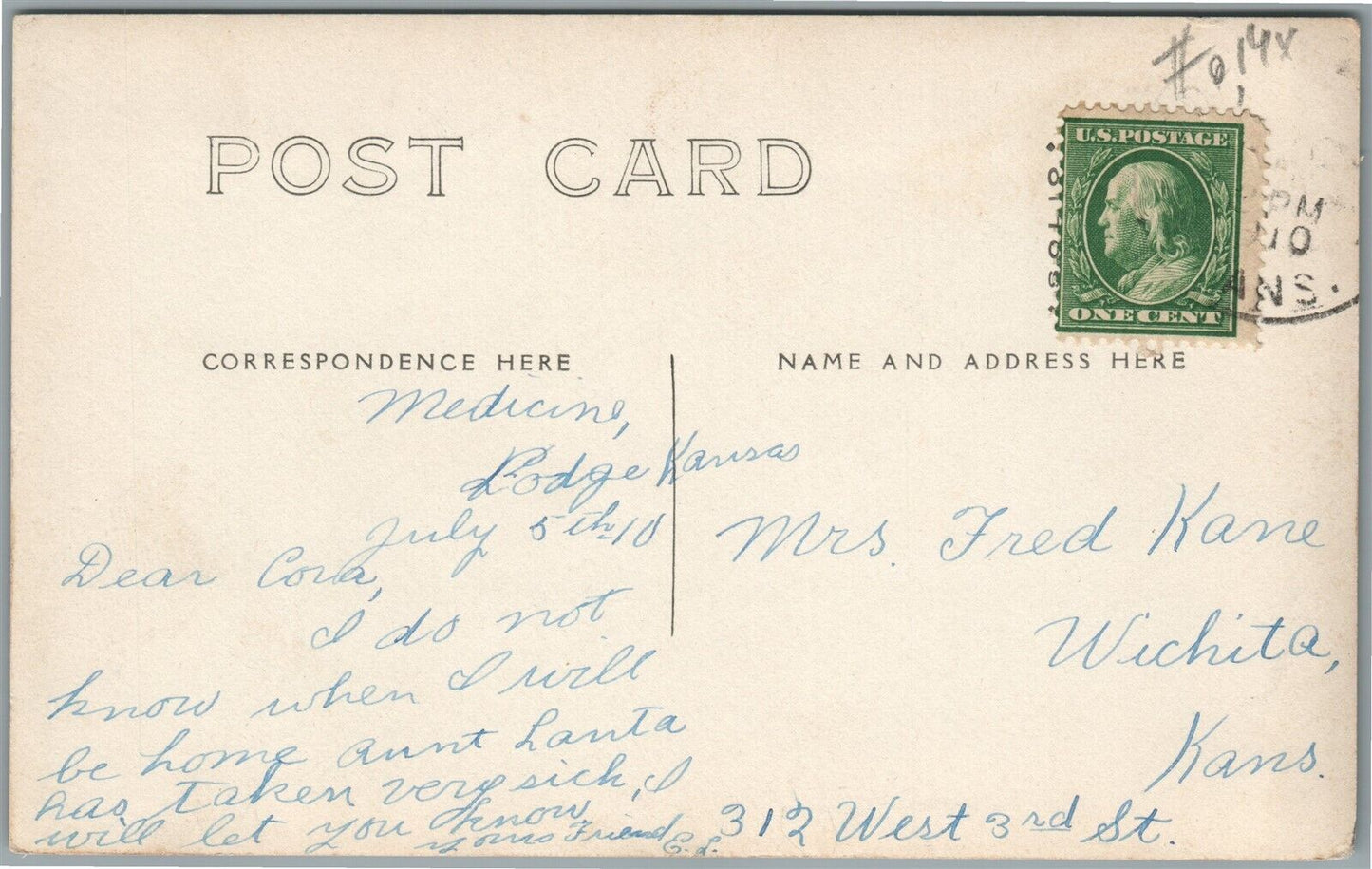 MEDICINE LODGE KS MAIN STREET ANTIQUE REAL PHOTO POSTCARD RPPC