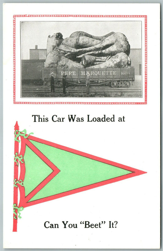 PERE MARQUETTE IL EXAGGERATED BEETS ANTIQUE POSTCARD