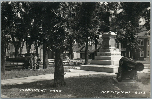 SAC CITY IA MONUMENT PARK VINTAGE REAL PHOTO POSTCARD RPPC