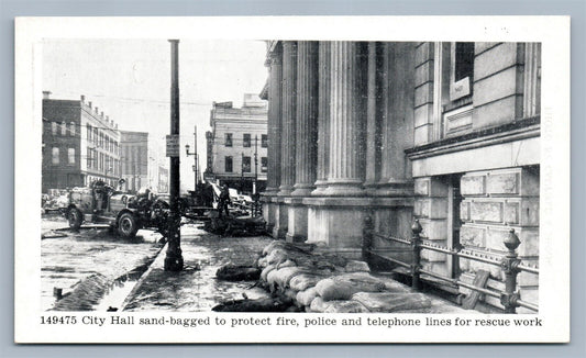 LOUISVILLE KY CITY HALL SAND-BAGGED TO PROTECT FIRE ANTIQUE POSTCARD