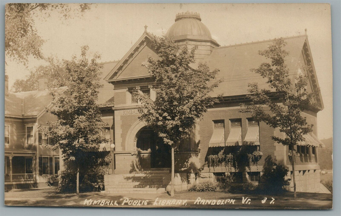RANDOLPH VT KIMBALL LIBRARY ANTIQUE REAL PHOTO POSTCARD RPPC