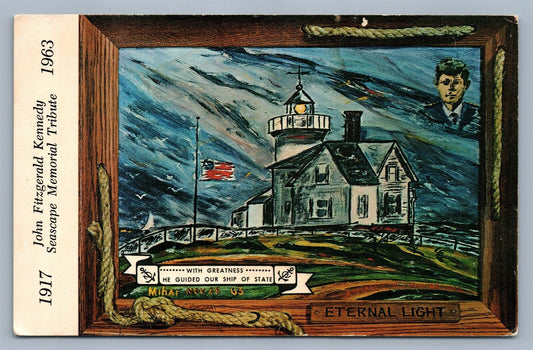 JOHN KENNEDY ETERNAL LIGHT 1963 VINTAGE POSTCARD GEORGE MIHAI PAINTING