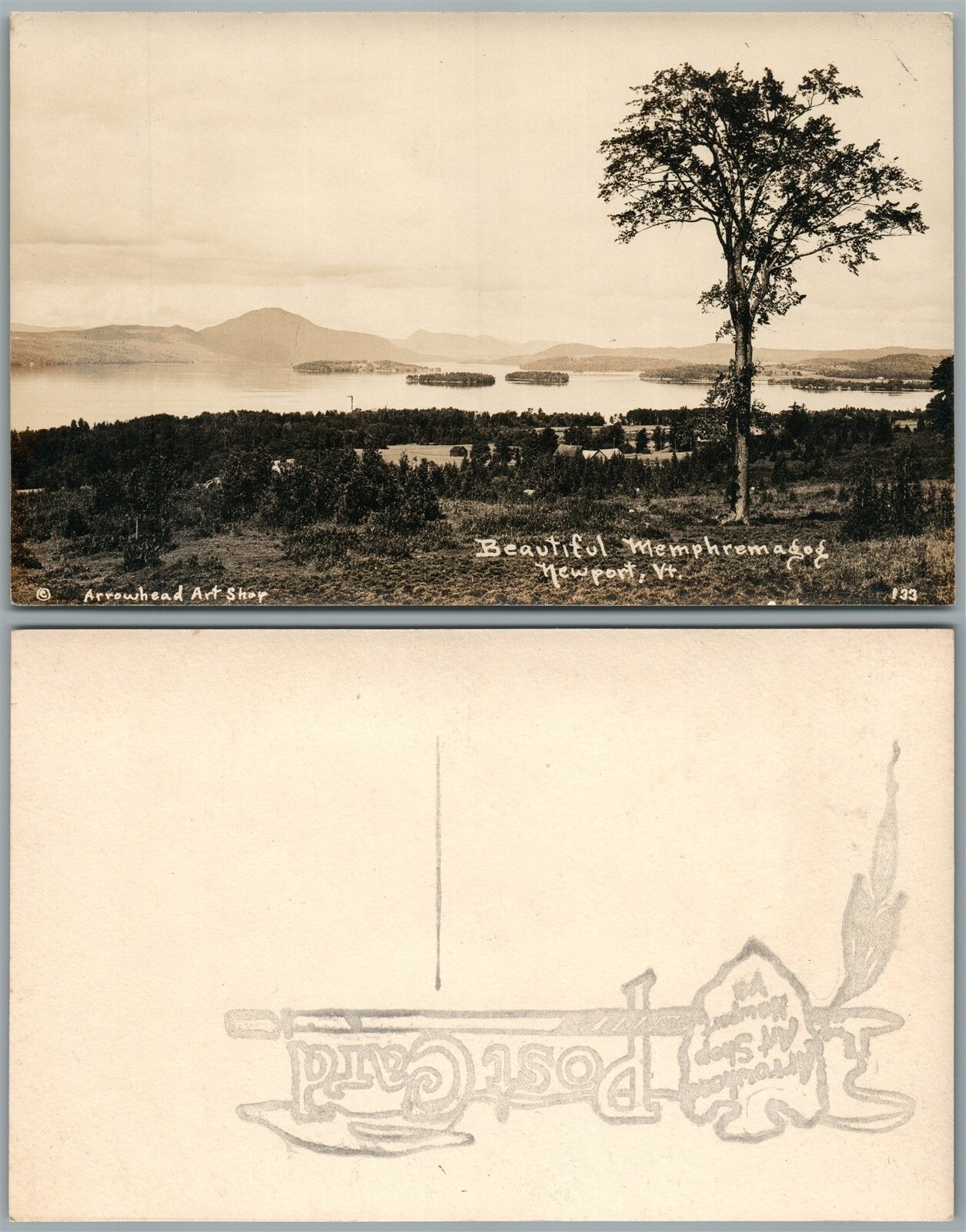 NEWPORT VT LAKE MEMPHREMAGOG ANTIQUE REAL PHOTO POSTCARD RPPC