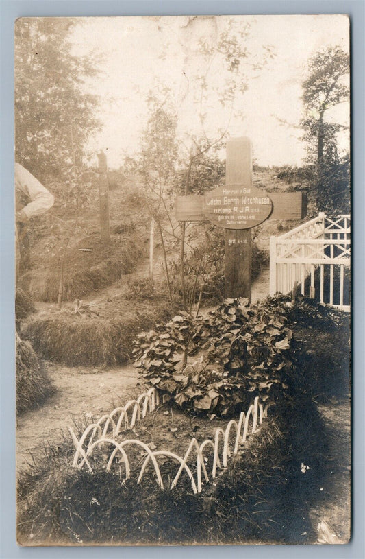 GERMAN WWI ERA CEMETERY ANTIQUE REAL PHOTO POSTCARD RPPC