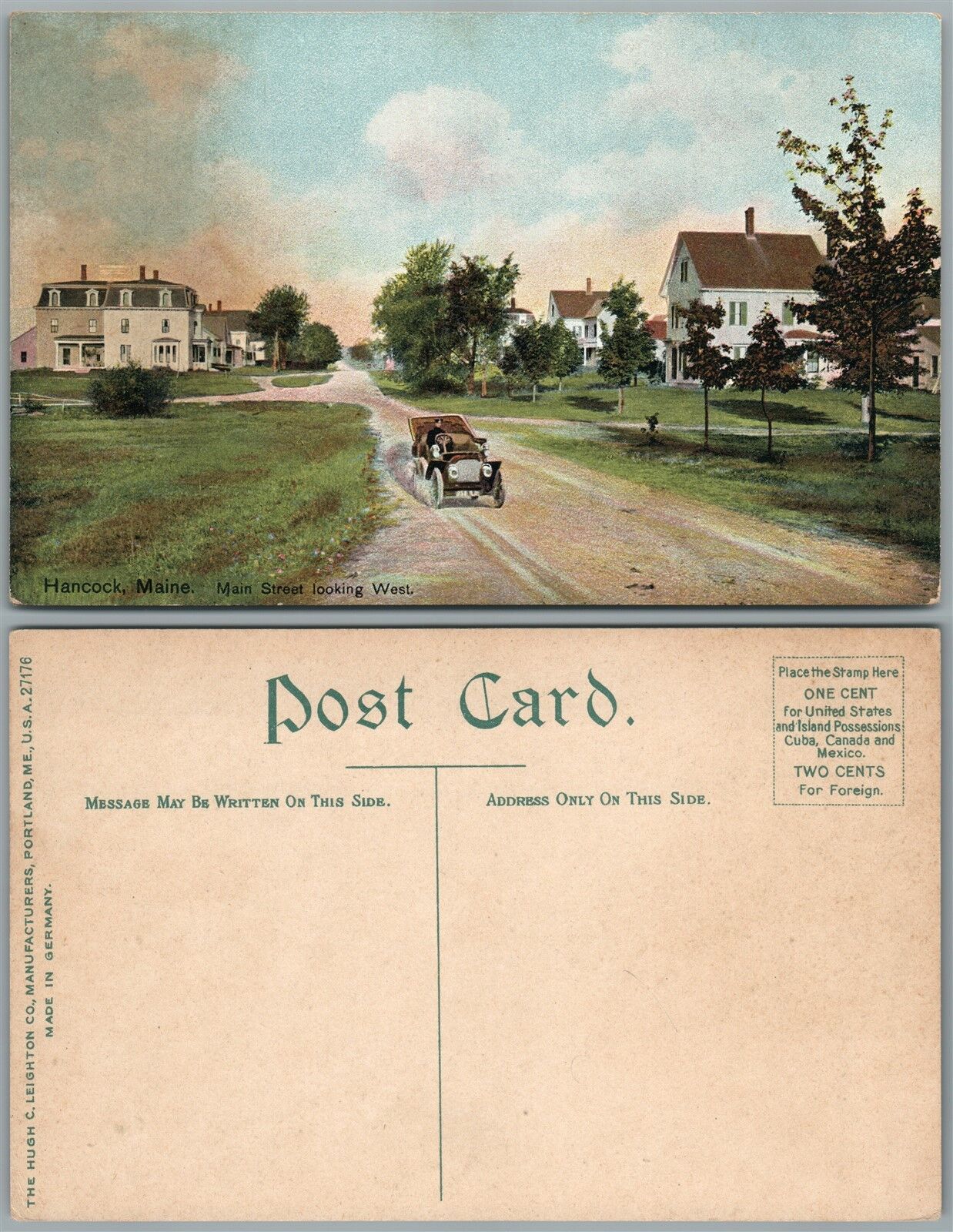 HANCOCK ME MAIN STREET ANTIQUE POSTCARD