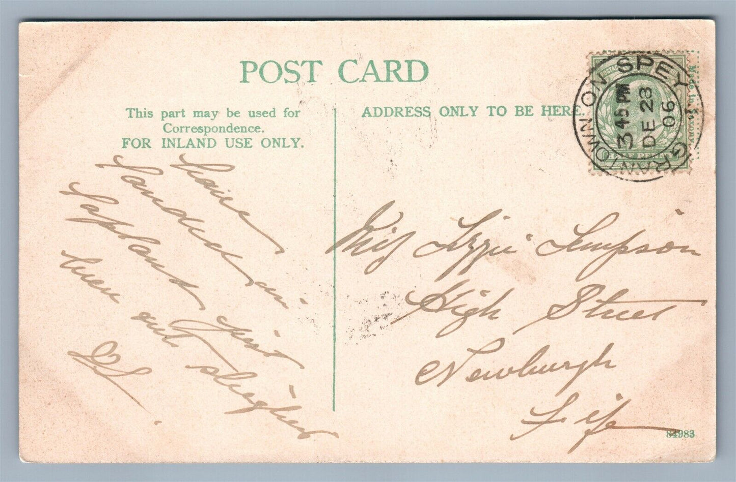 GRANTOWN ENGLAND CHURCH AVENUE ANTIQUE POSTCARD