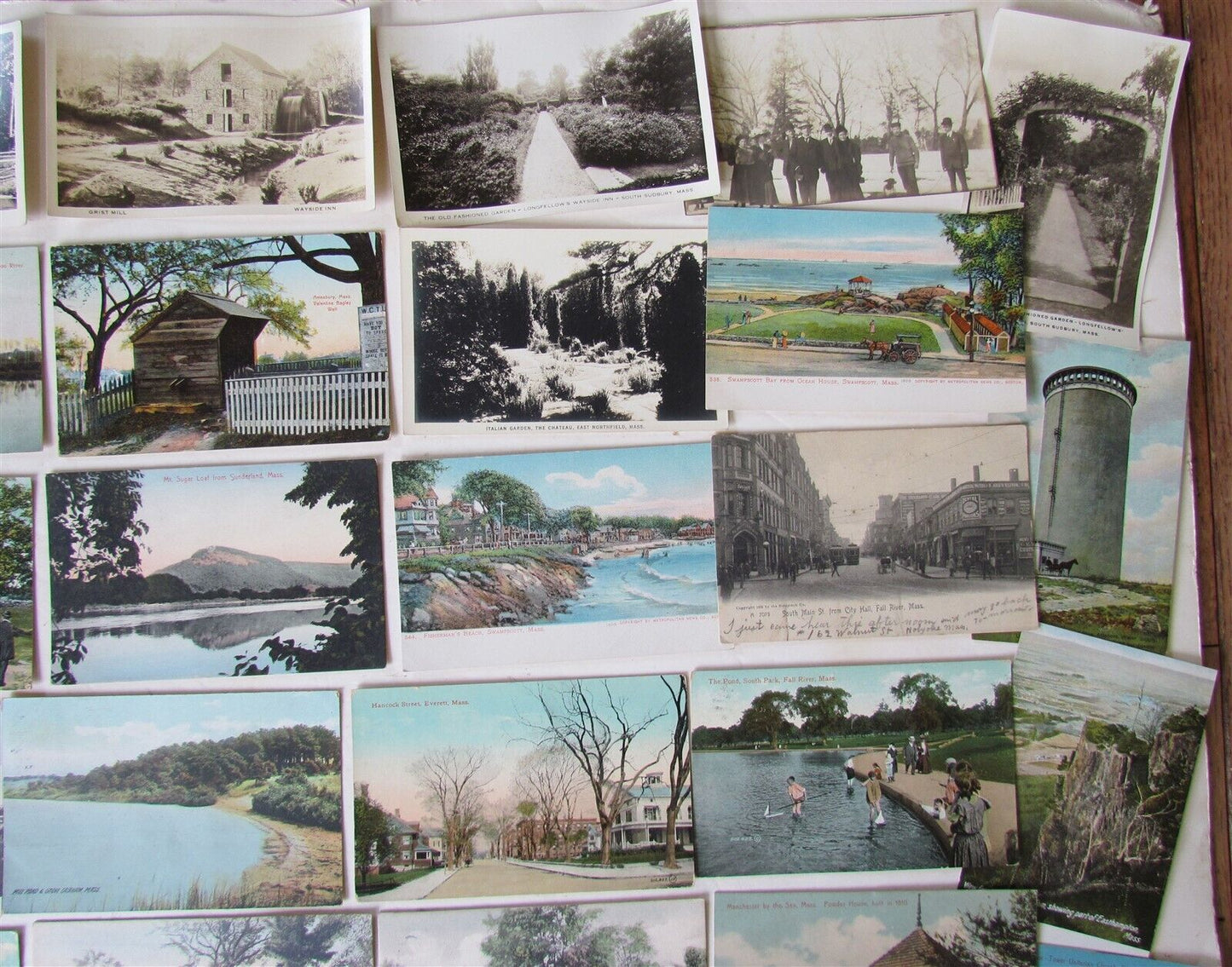 MASSACHUSETTS lot of 47 MA ANTIQUE POSTCARDS w/ RPPCs