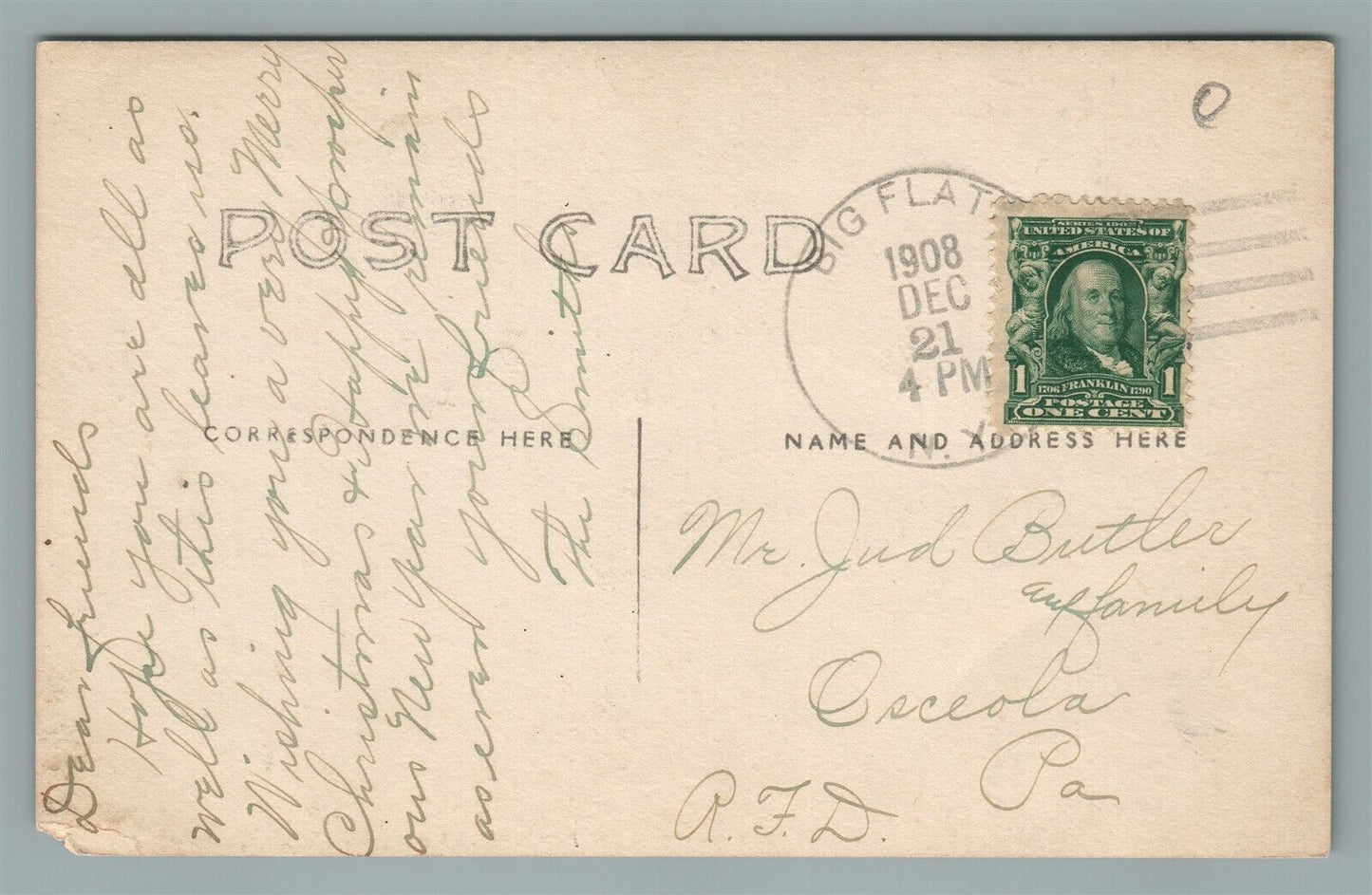 BIG FLATS NY M.E. PARSONAGE ANTIQUE REAL PHOTO POSTCARD RPPC