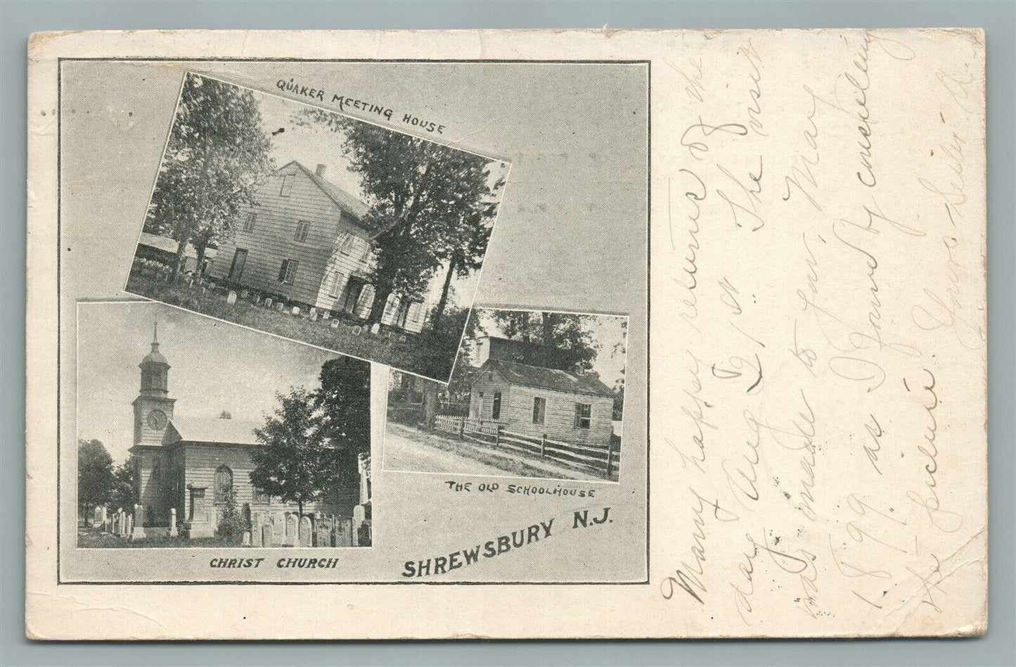 SHREWSBURY NJ VIEWS ANTIQUE POSTCARD PRIVATE MAILING CARD SCHOOL CHURCH