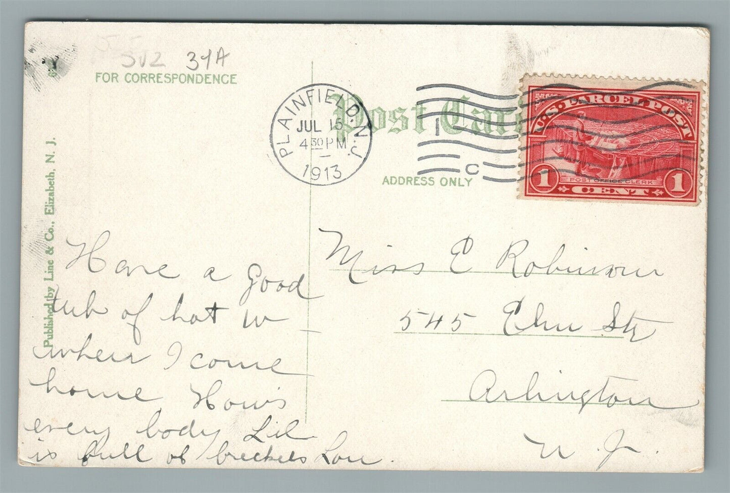 PLAINFIELD NJ SCENE FROM SYCAMORE AVE BRIDGE ANTIQUE POSTCARD