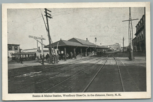 DERRY NH RAILROAD STATION RAILWAY TRAIN DEPOT ANTIQUE POSTCARD