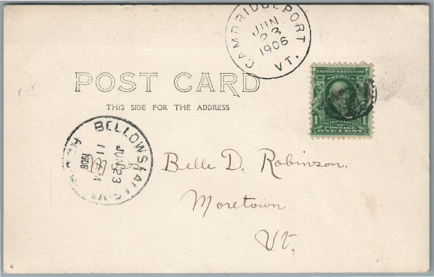 CAMBRIDGE PORT VT MAIN STREET ANTIQUE REAL PHOTO POSTCARD RPPC