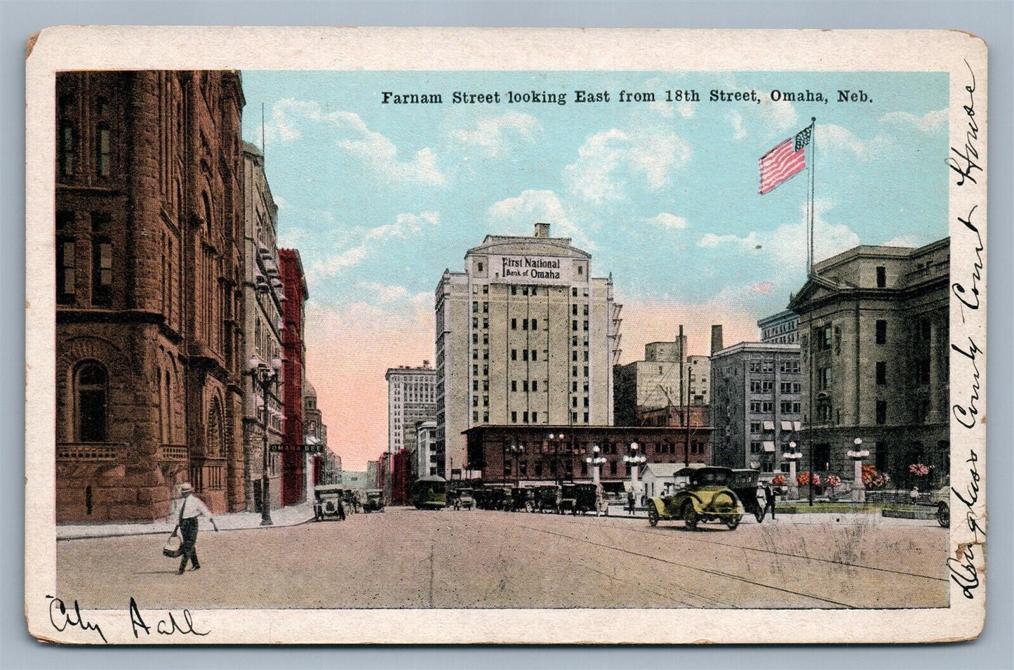 OMAHA NE FARNAM STREET ANTIQUE POSTCARD