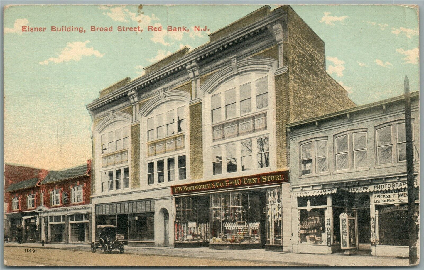 RED BANK NJ ELSNER BUILDING BROAD STREET ANTIQUE POSTCARD