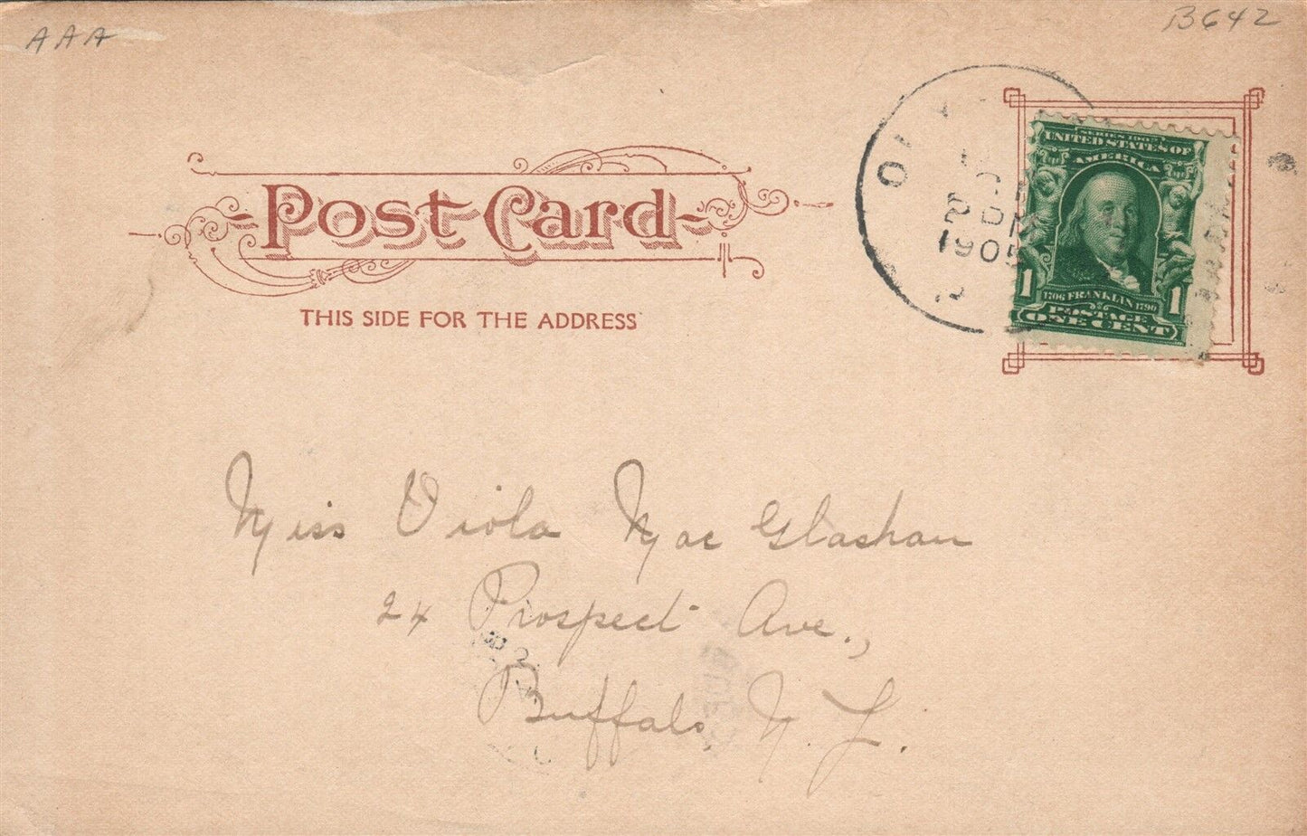 SCRANTON PA HOTEL JERMYN 1905 UNDIVIDED ANTIQUE POSTCARD