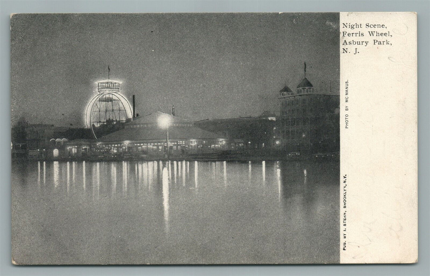 ASBURY PARK NJ FERRIS WHEEL ANTIQUE POSTCARD