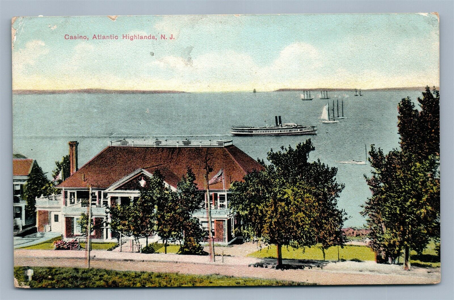 ATLANTIC HIGHLANDS NJ CASINO ANTIQUE POSTCARD
