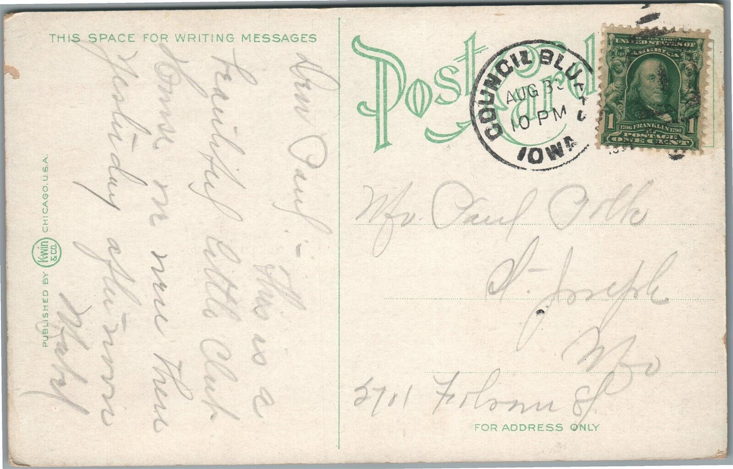 COUNCIL BLUFFS IA B.P.O.E. CLUB BUILDING ANTIQUE POSTCARD