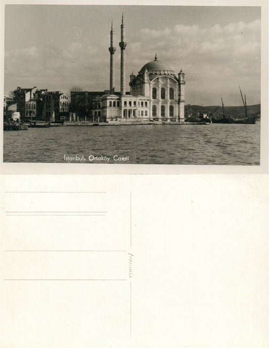 ISTANBUL TURKEY ORTAKOY MOSQUE ANTIQUE REAL PHOTO POSTCARD RPPC